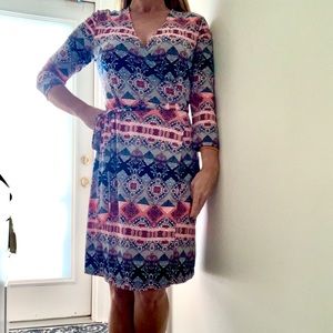 Banana Republic geometric print wrap dress